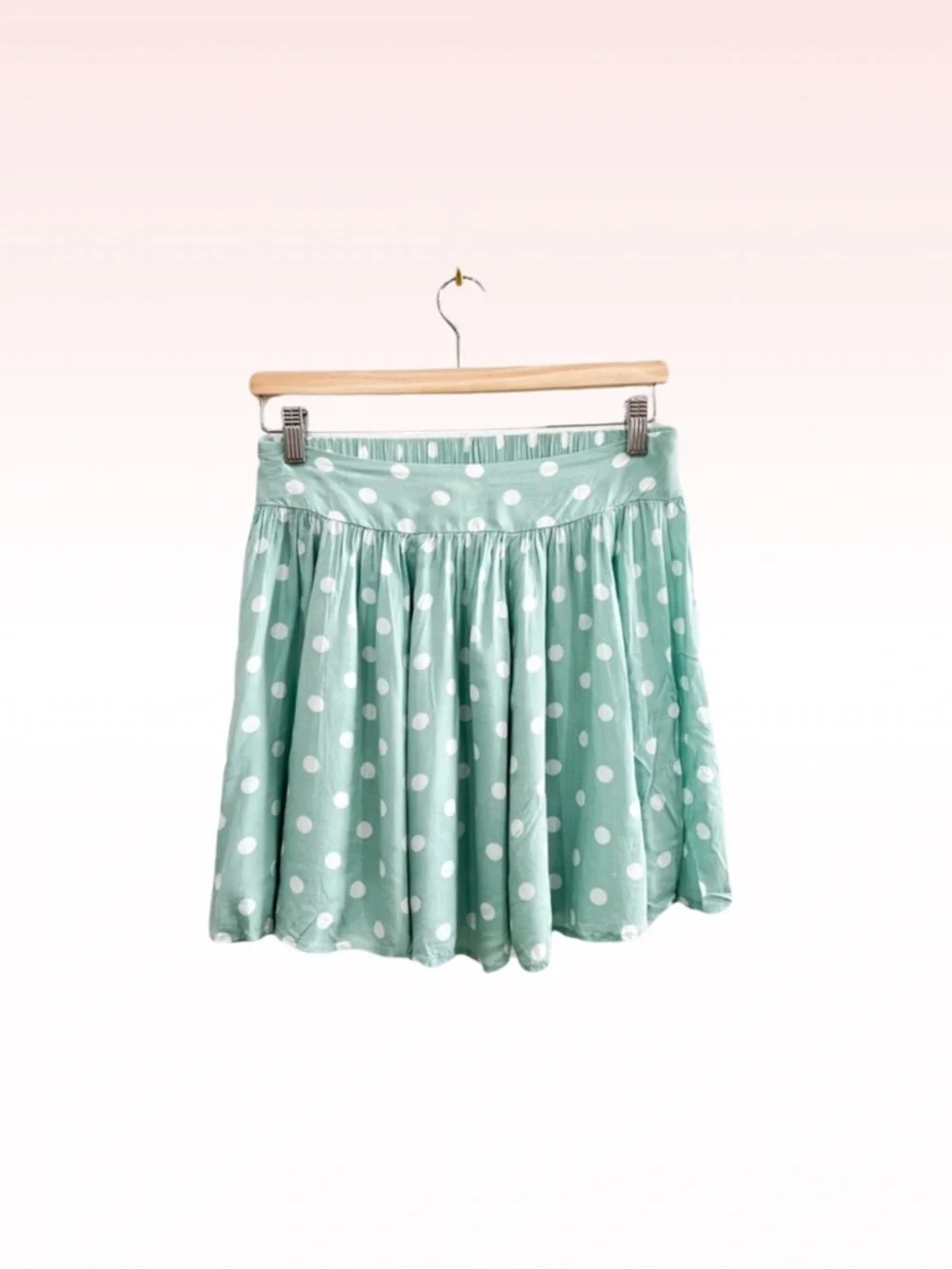 MINK PINK Mint Green Polka Dot Pleated Mini Skirt (Sz M)